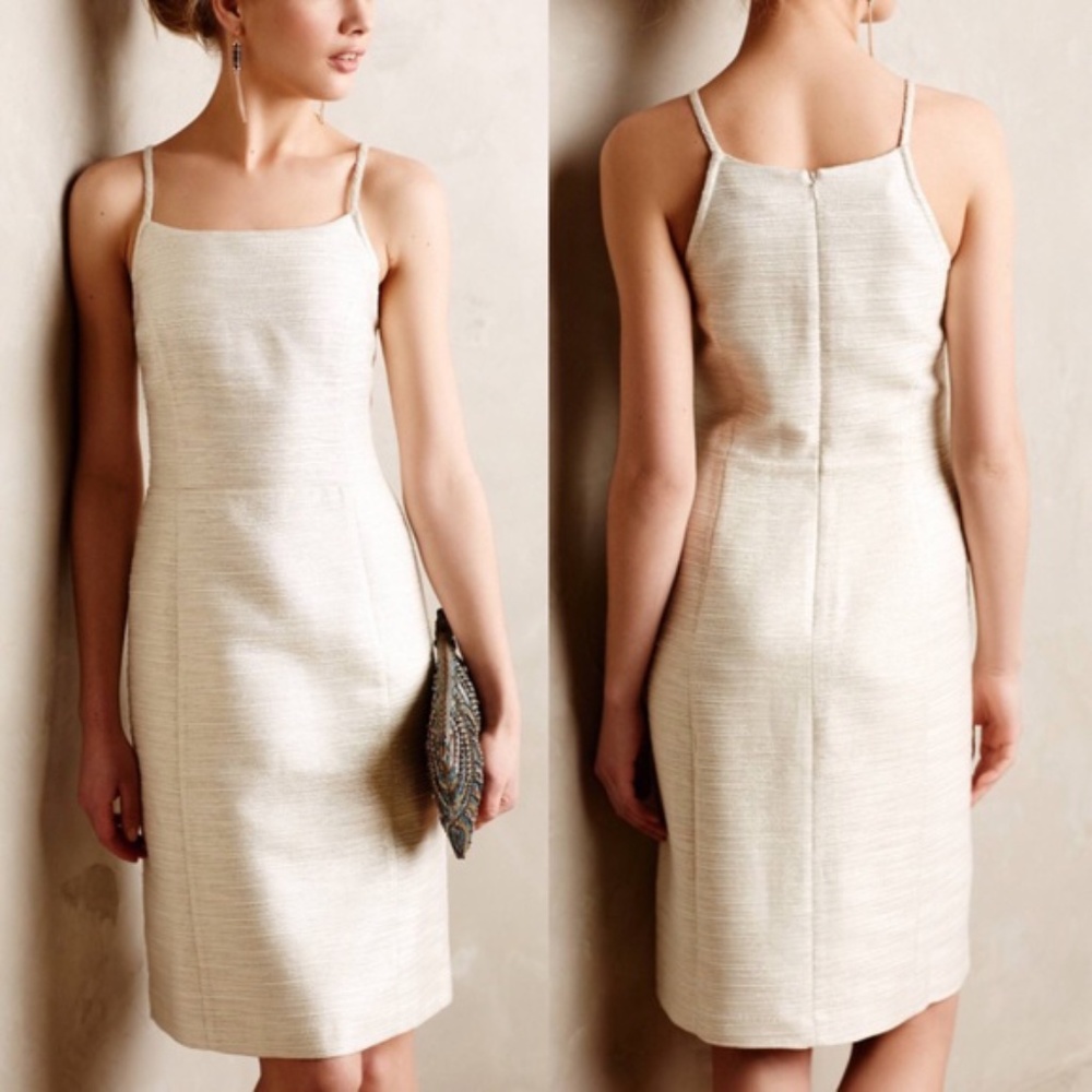 Paper Crown Anthropologie Shimmer Dress in White